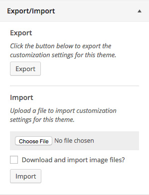 Customizer Export/Import