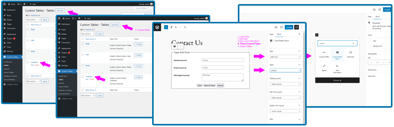 Custom Tables &#8211; Create, Read, Update and Delete