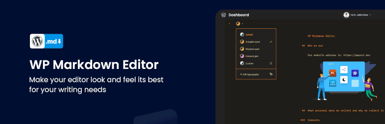 WP Markdown Editor (Formerly Dark Mode)