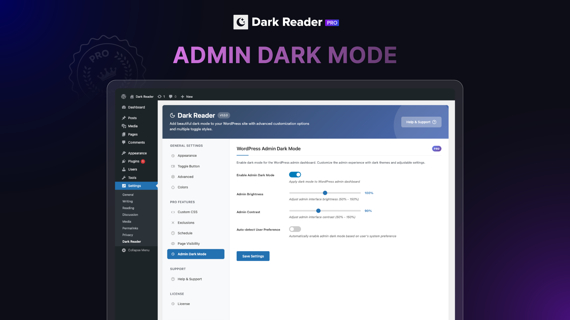Enabling Admin Dark Mode