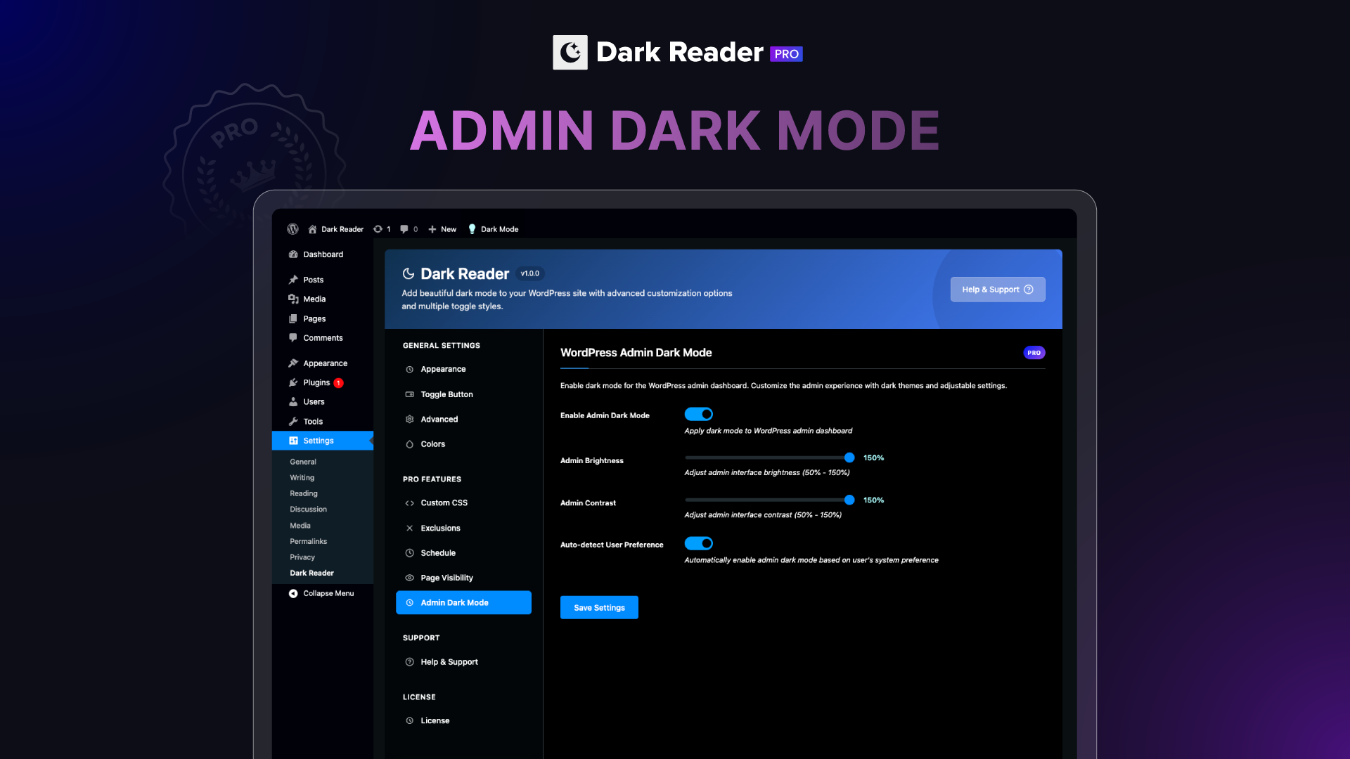 Admin Dark Mode in Action