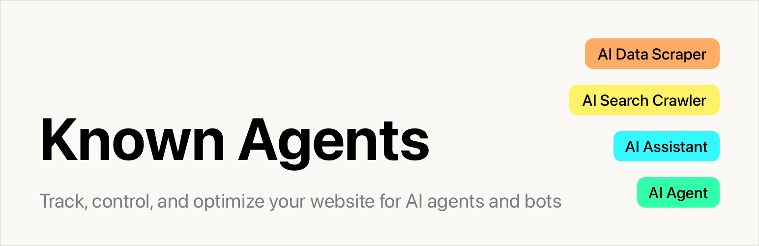 WordPress 外掛 Known Agents – Track AI Bots and Crawlers, Block Scrapers, Analyze LLM Referral Traffic 的封面圖片