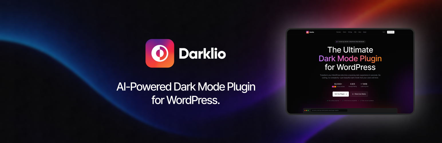 WordPress 外掛 Darklio – AI-Powered Dark Mode Plugin for WordPress 的封面圖片