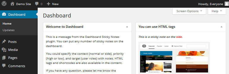 Dashboard Sticky Notes