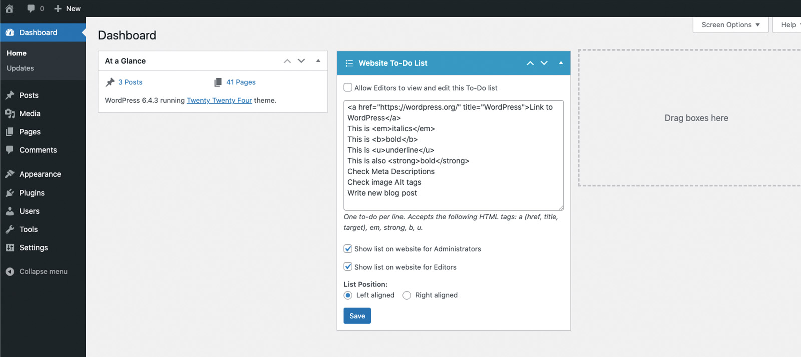 Dashboard To-Do List