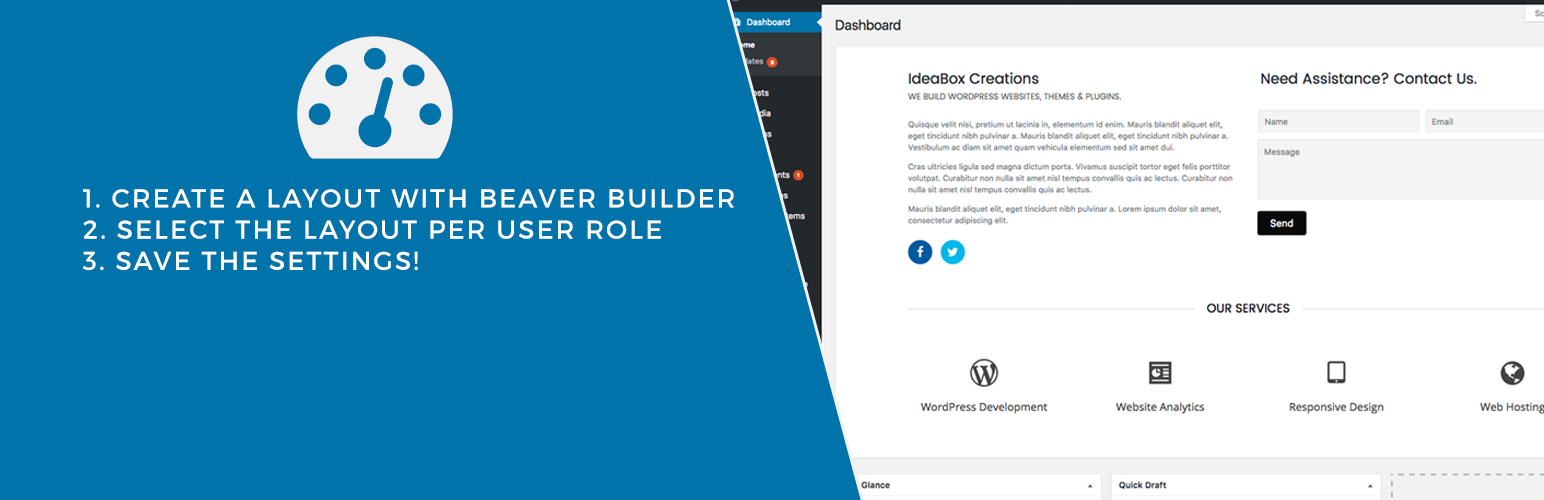 Dashboard Welcome for Beaver Builder