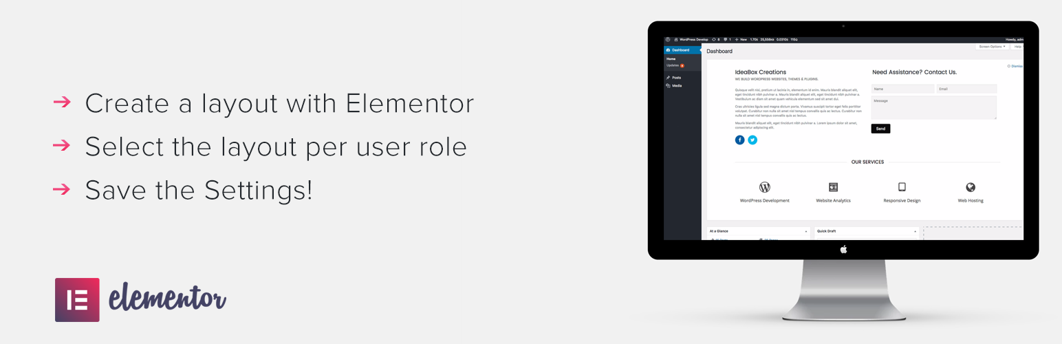 Dashboard Welcome Addon For Elementor