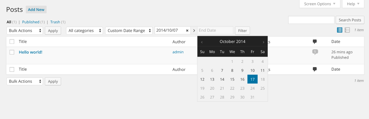 WordPress 外掛 Date Range Filter 的封面圖片。