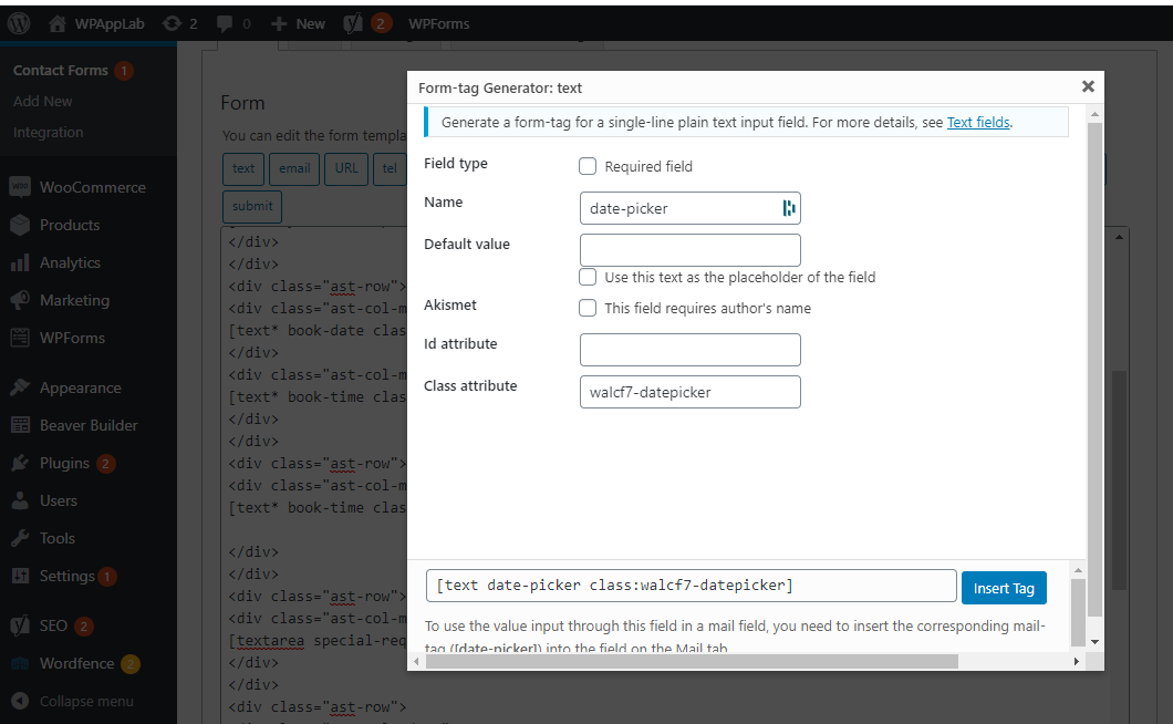 Date Time Picker for Contact Form 7