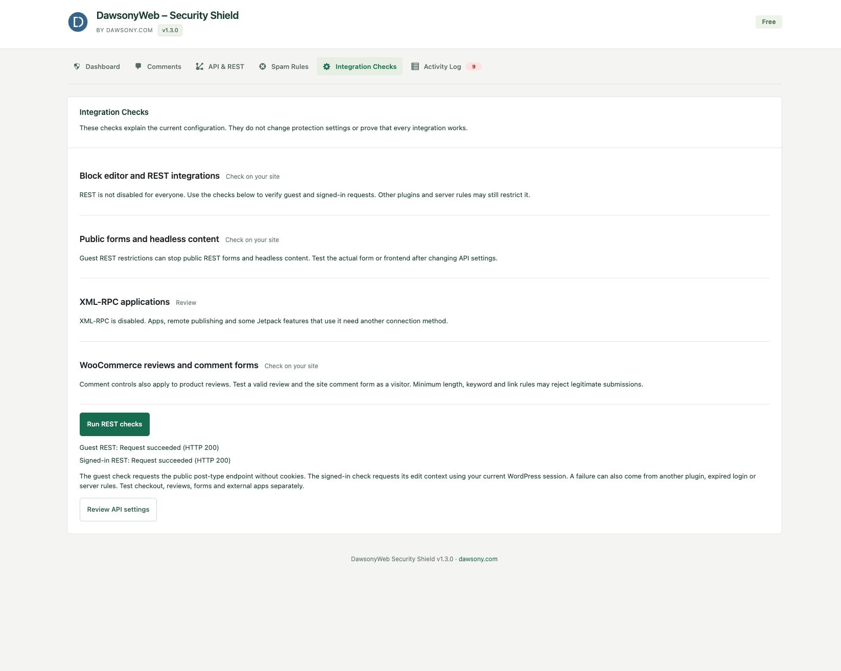 Review integration guidance and run guest and signed-in REST checks.