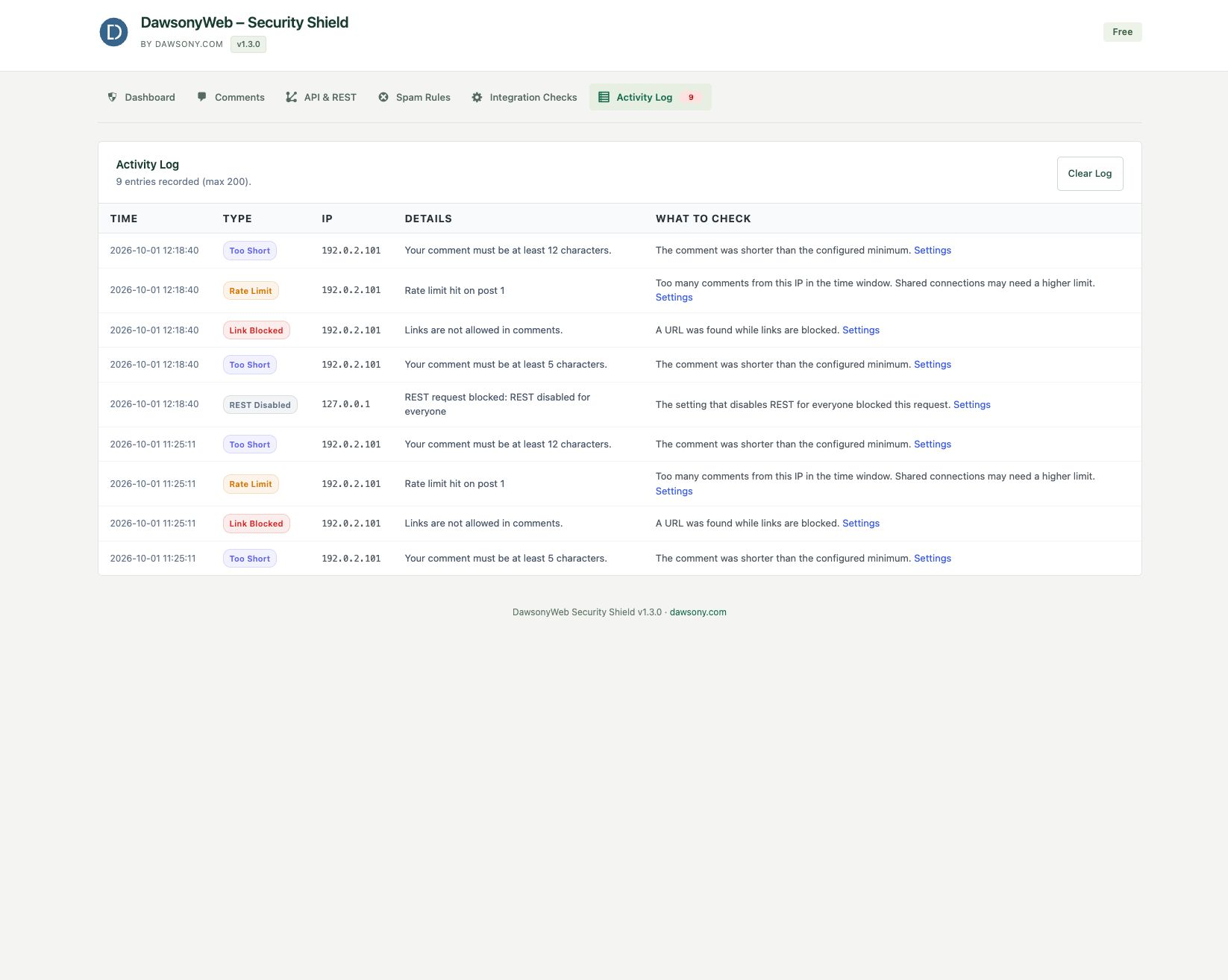 See why requests were blocked and open the relevant settings.