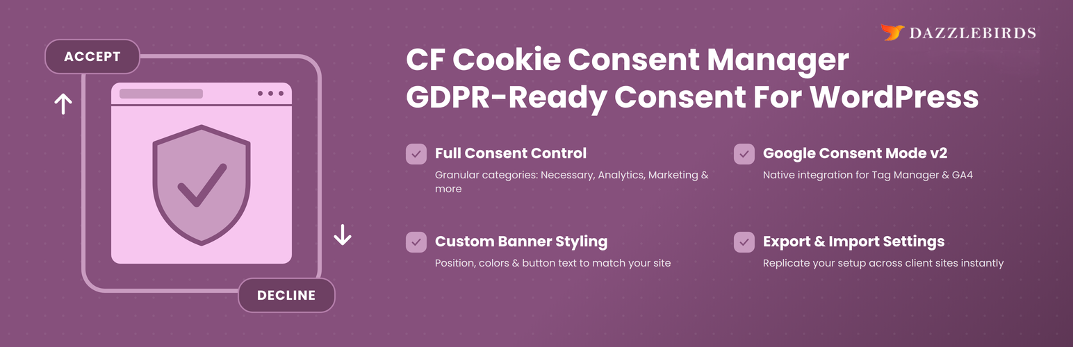 Dazzlebirds Cookie Consent Banner