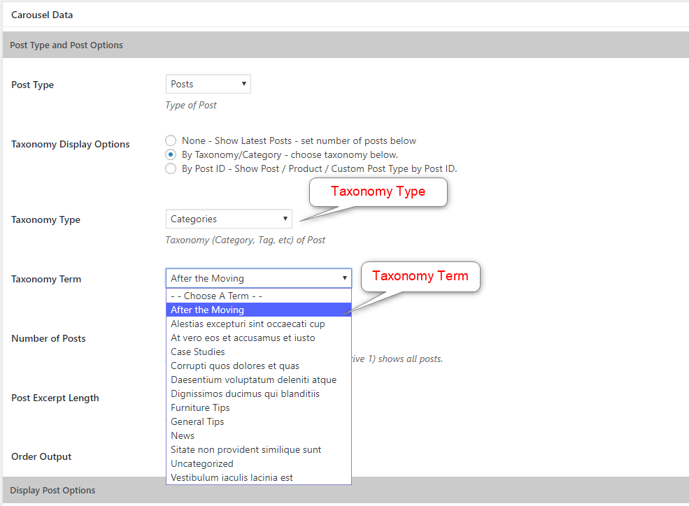 Admin View of Chosen Category