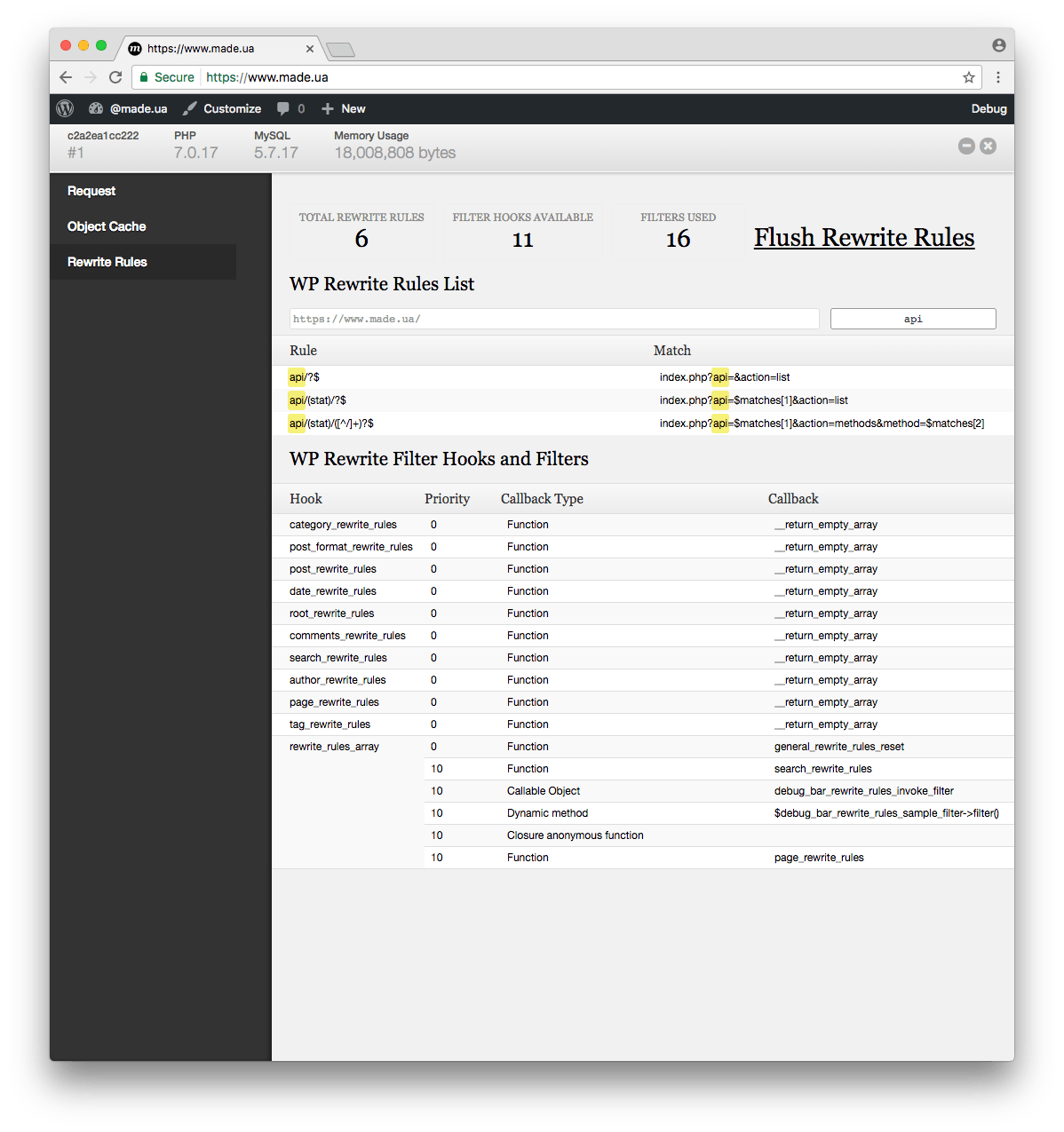 Searching in rules list alongside with filtering and highlighting occurrences