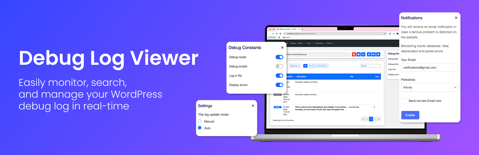 WordPress 外掛 Debug Log Viewer 的封面圖片。