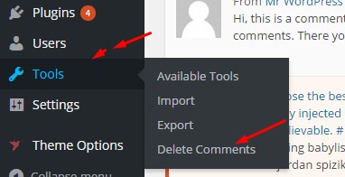 Delete All Comments of wordpress