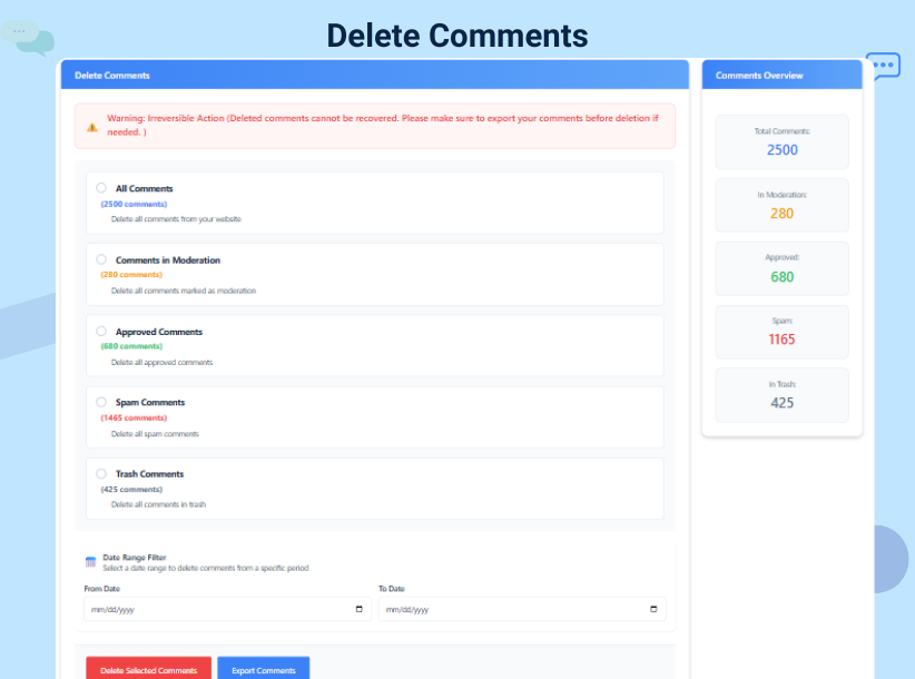 Disable comments options