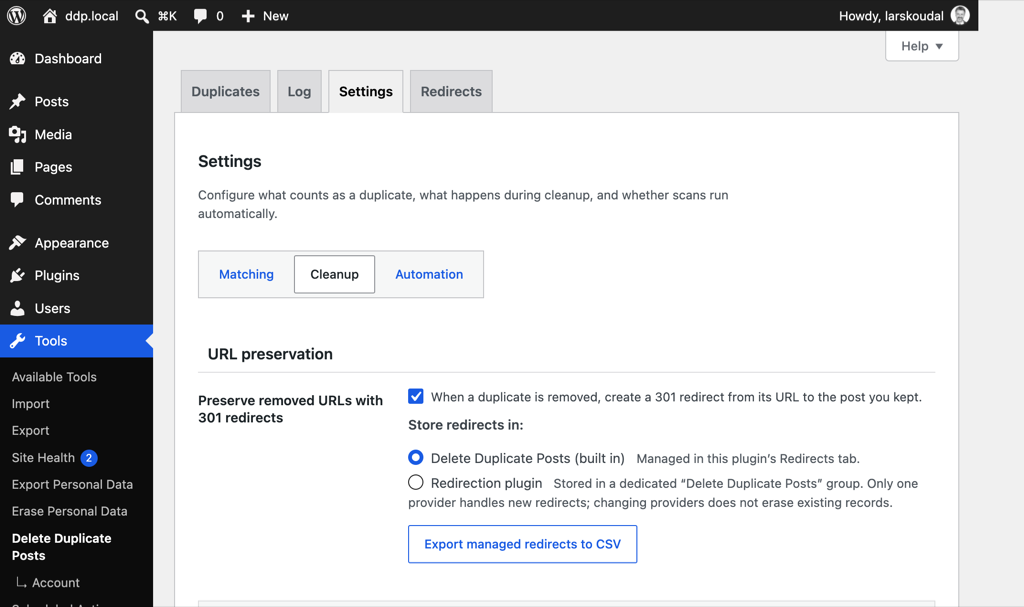 Pro: URL preservation with built-in or Redirection storage, plus CSV export for built-in redirects.