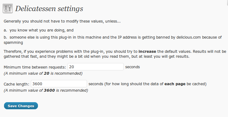 Settings page.