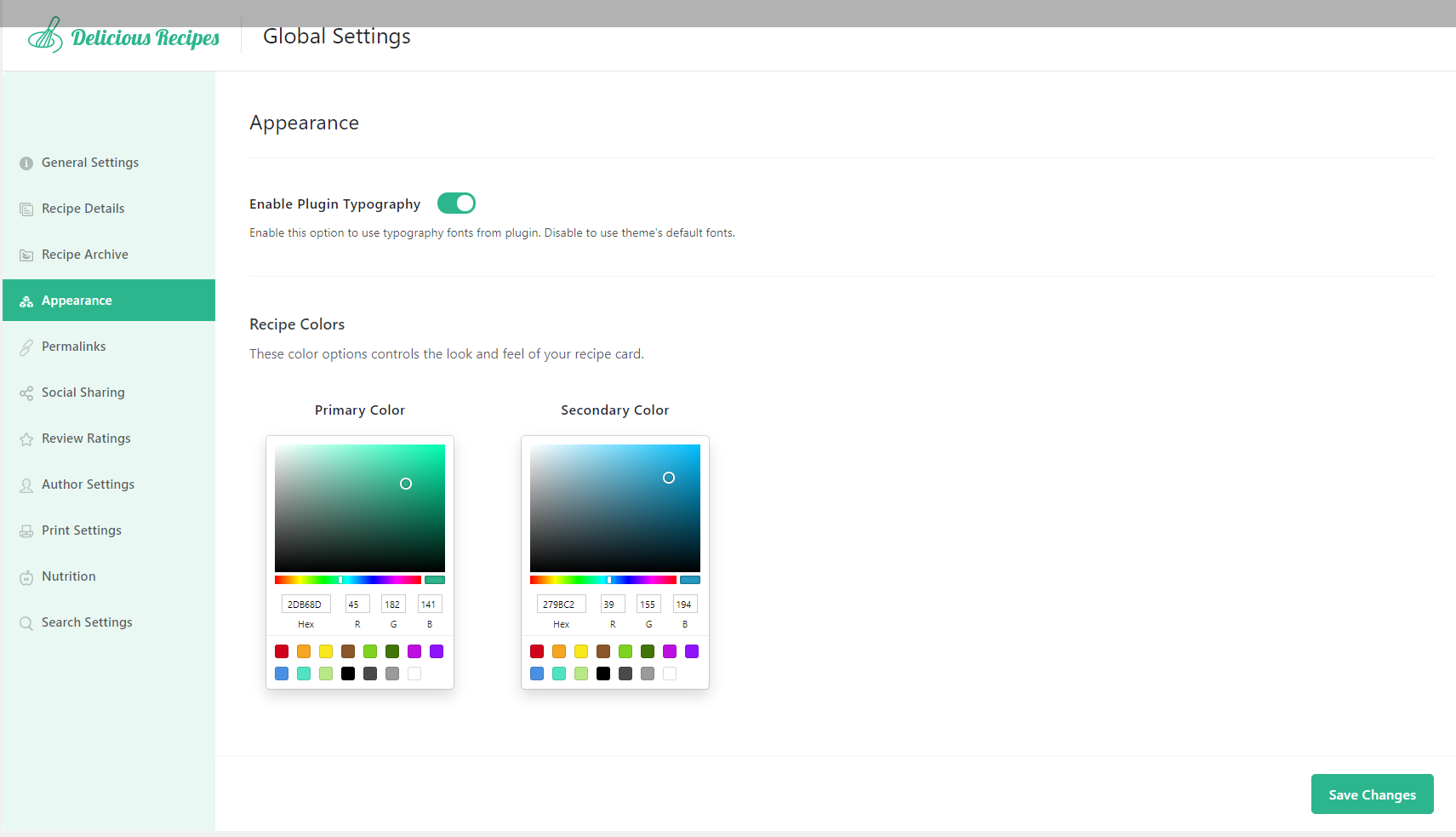 Settings - Appearance