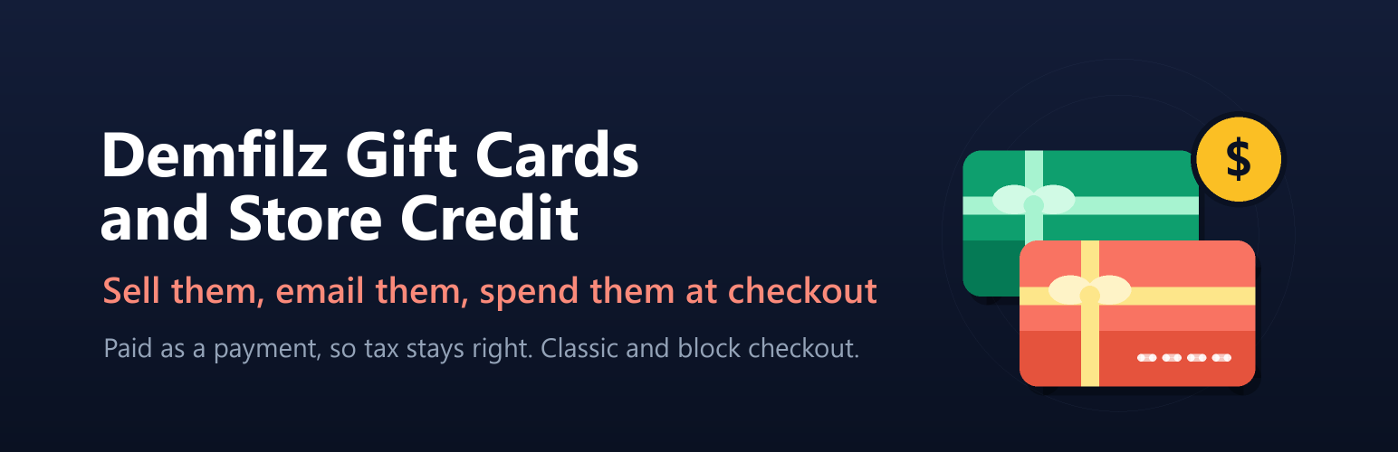 WordPress 外掛 Demfilz Gift Cards and Store Credit for WooCommerce 的封面圖片
