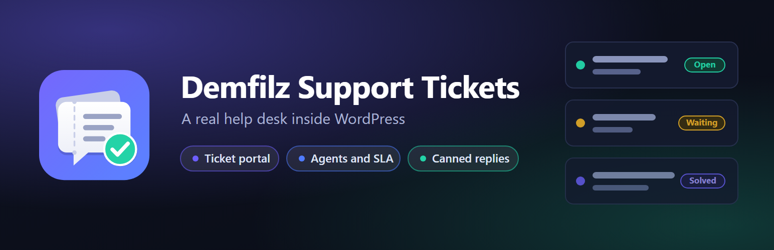 WordPress 外掛 Demfilz Support Tickets 的封面圖片