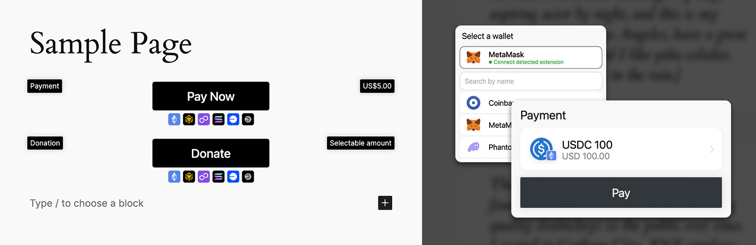 Web3 Crypto Payments by DePay for WordPress