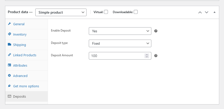 Product page settings