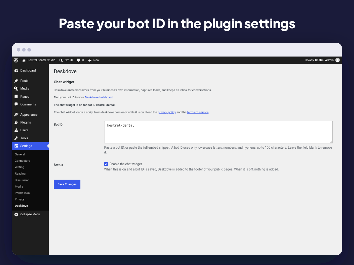 Paste your bot ID in the plugin settings