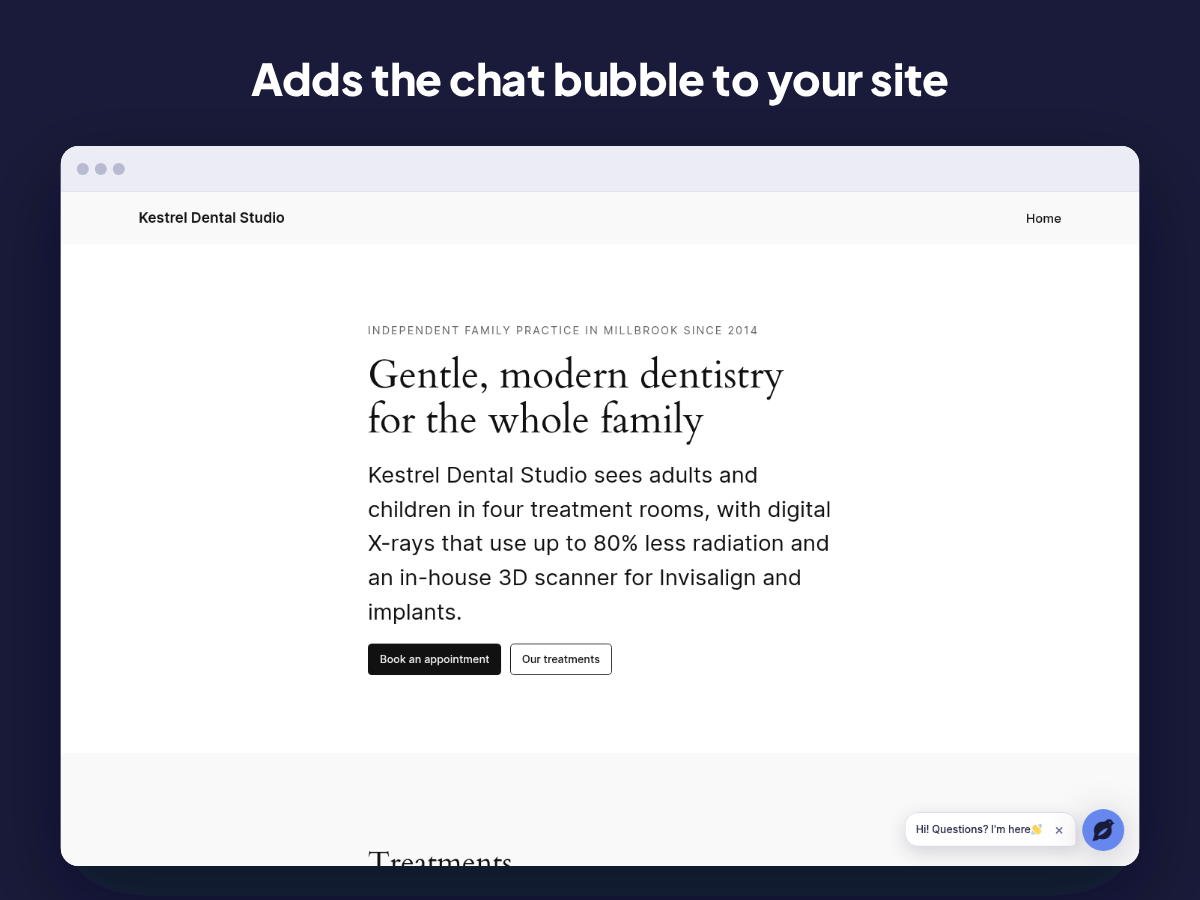 Adds the chat bubble to your site