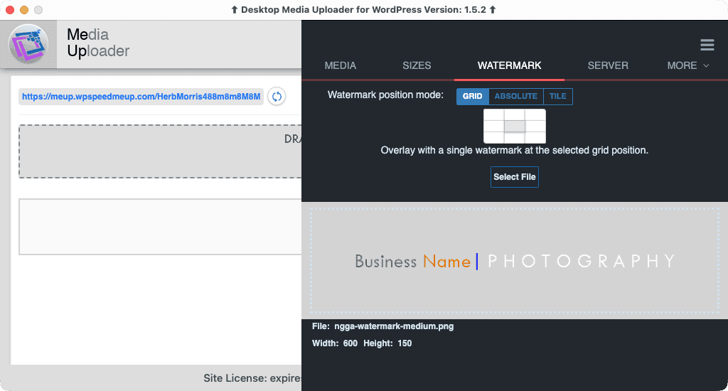Add a watermark using grid, absolute-position, or tiled placement.