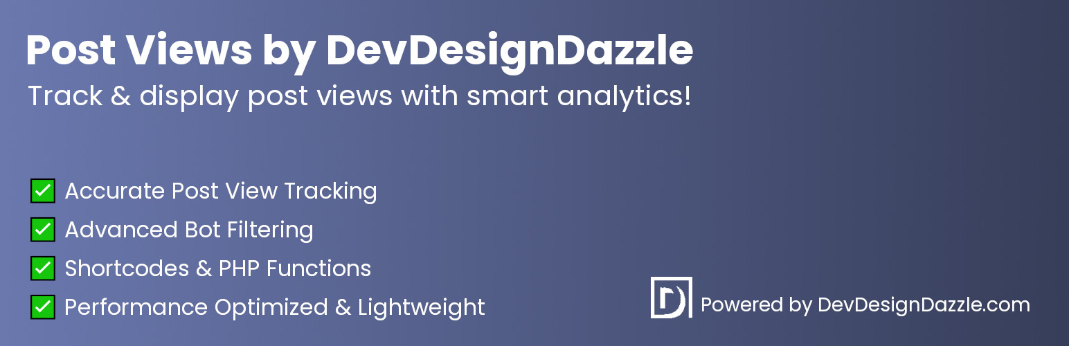 WordPress 外掛 Post Views by DevDesignDazzle 的封面圖片。