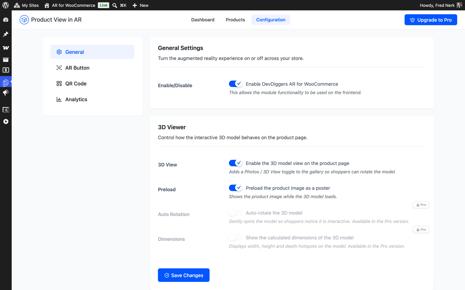 Configuration Page with lots of customization options