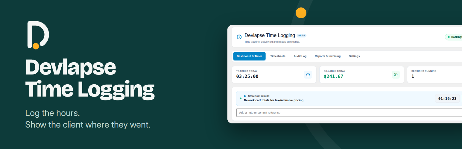 WordPress 外掛 Devlapse Time Logging 的封面圖片