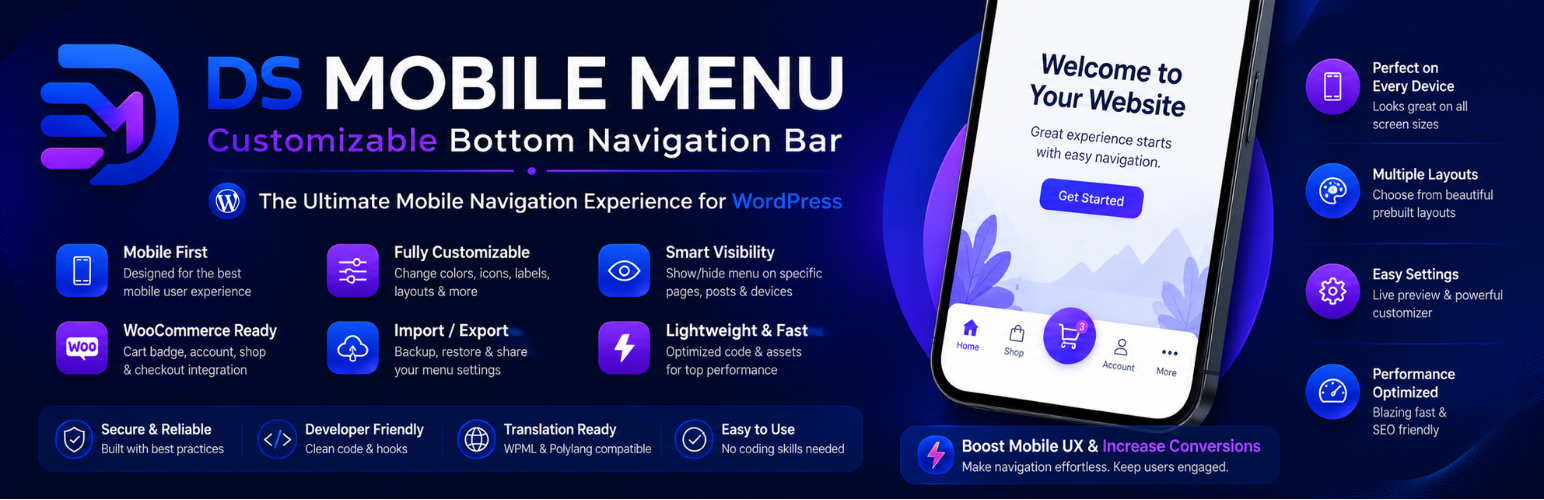 DS Mobile Menu – Customizable Bottom Navigation Bar