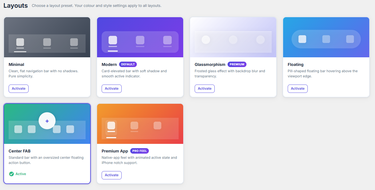 Menu Builder — drag-and-drop interface