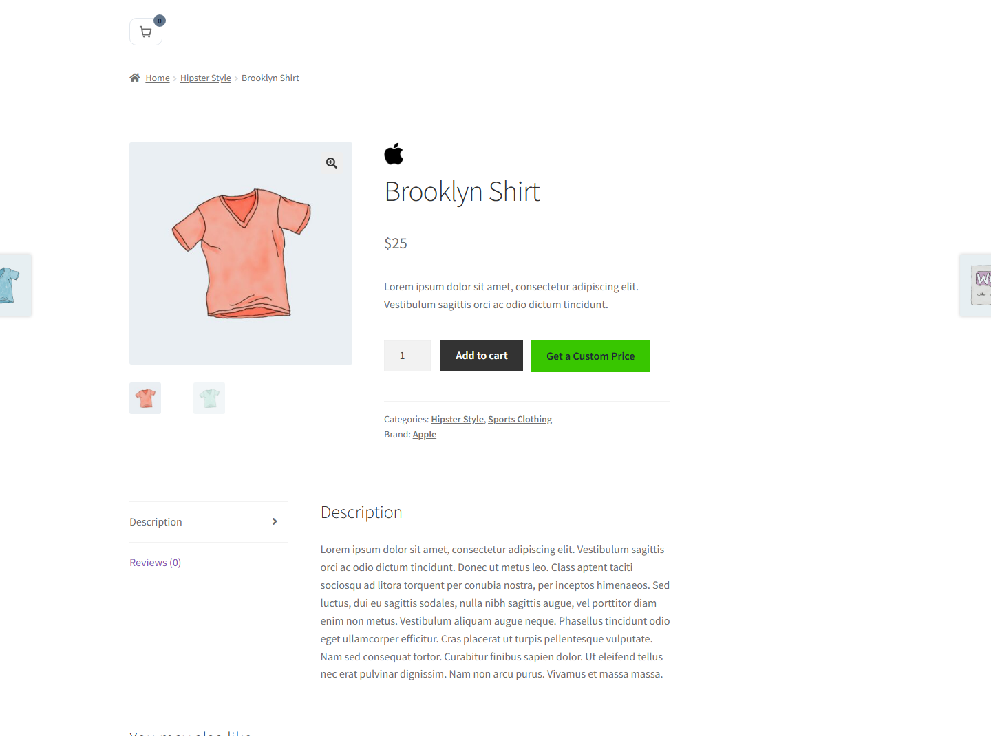 Add to Quote button on a single product page, next to Add to Cart.