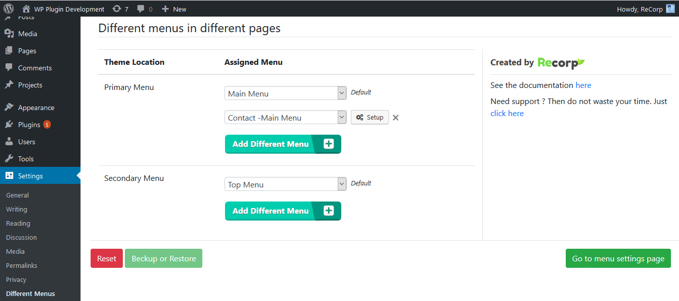 This is the settings page of this plugin. There has all simple options there.