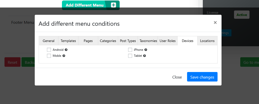 You can set different menus in different divices also (premium feature).