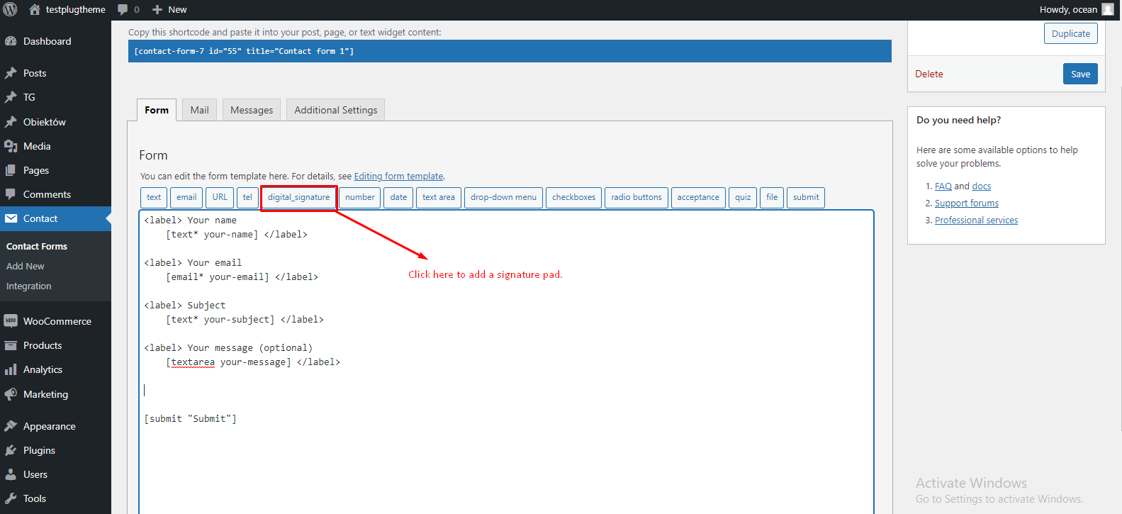 Digital Signature For Contact Form 7