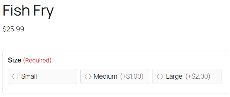 Your Clover modifier groups, like sizes, toppings and extras, appear as options on your product pages.