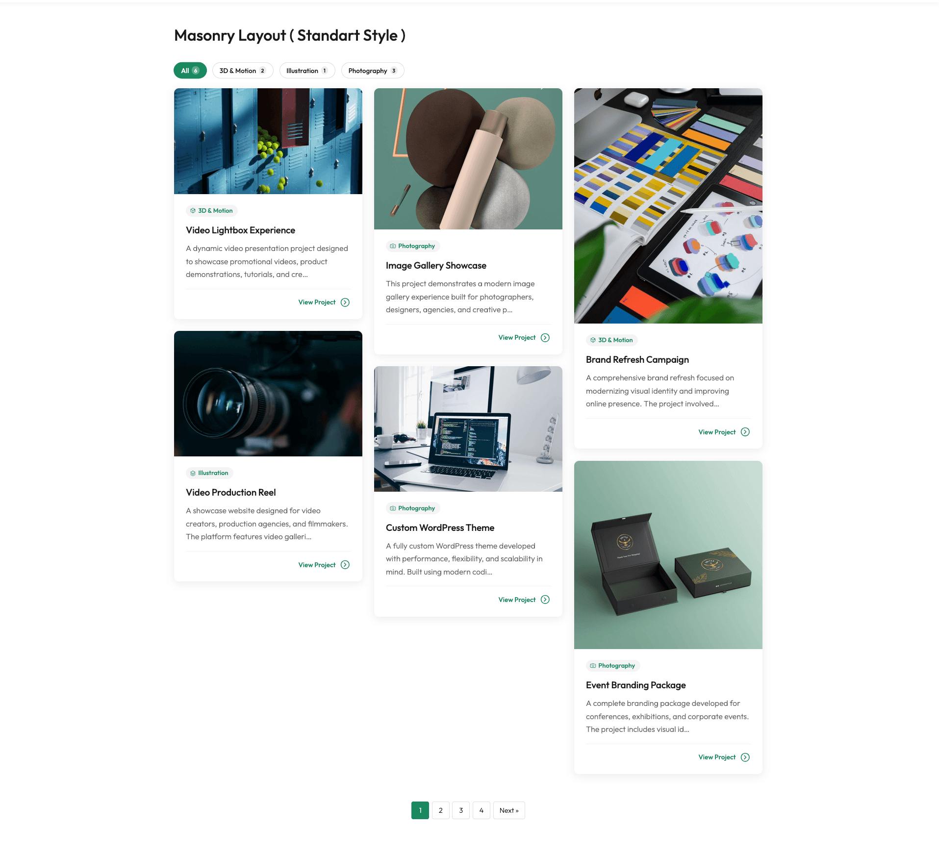 Portfolio grid layout on the front end