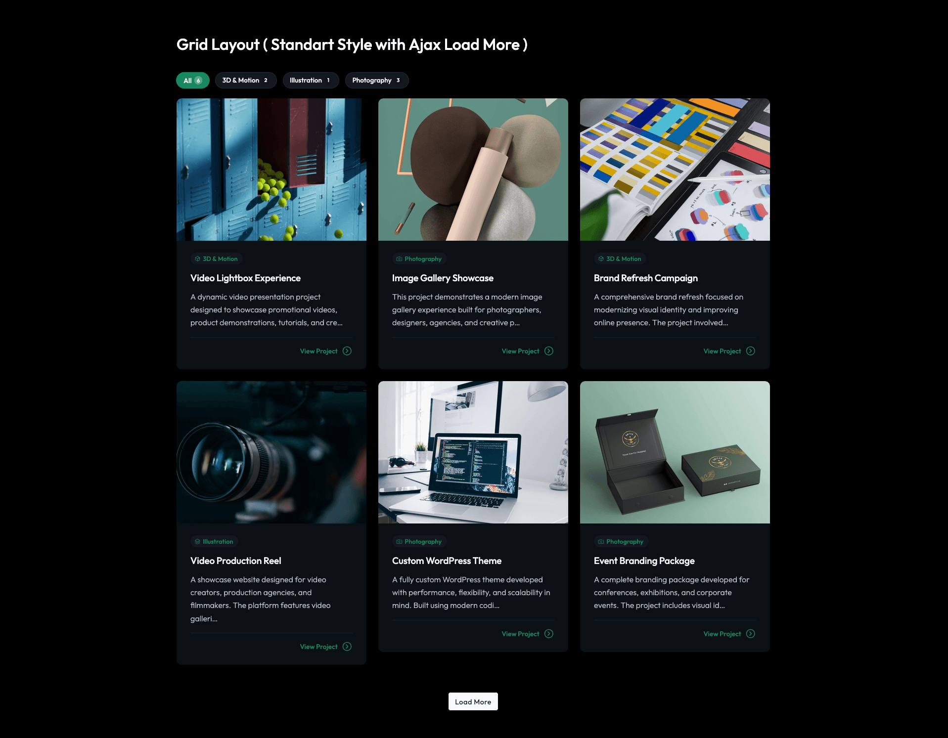 Portfolio Listing block in the Gutenberg editor