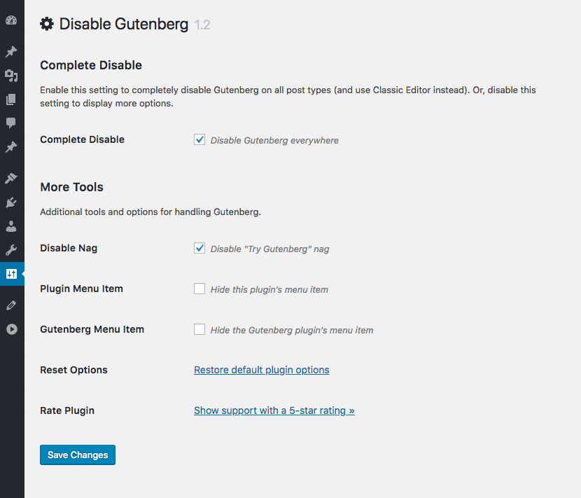 Disable Gutenberg