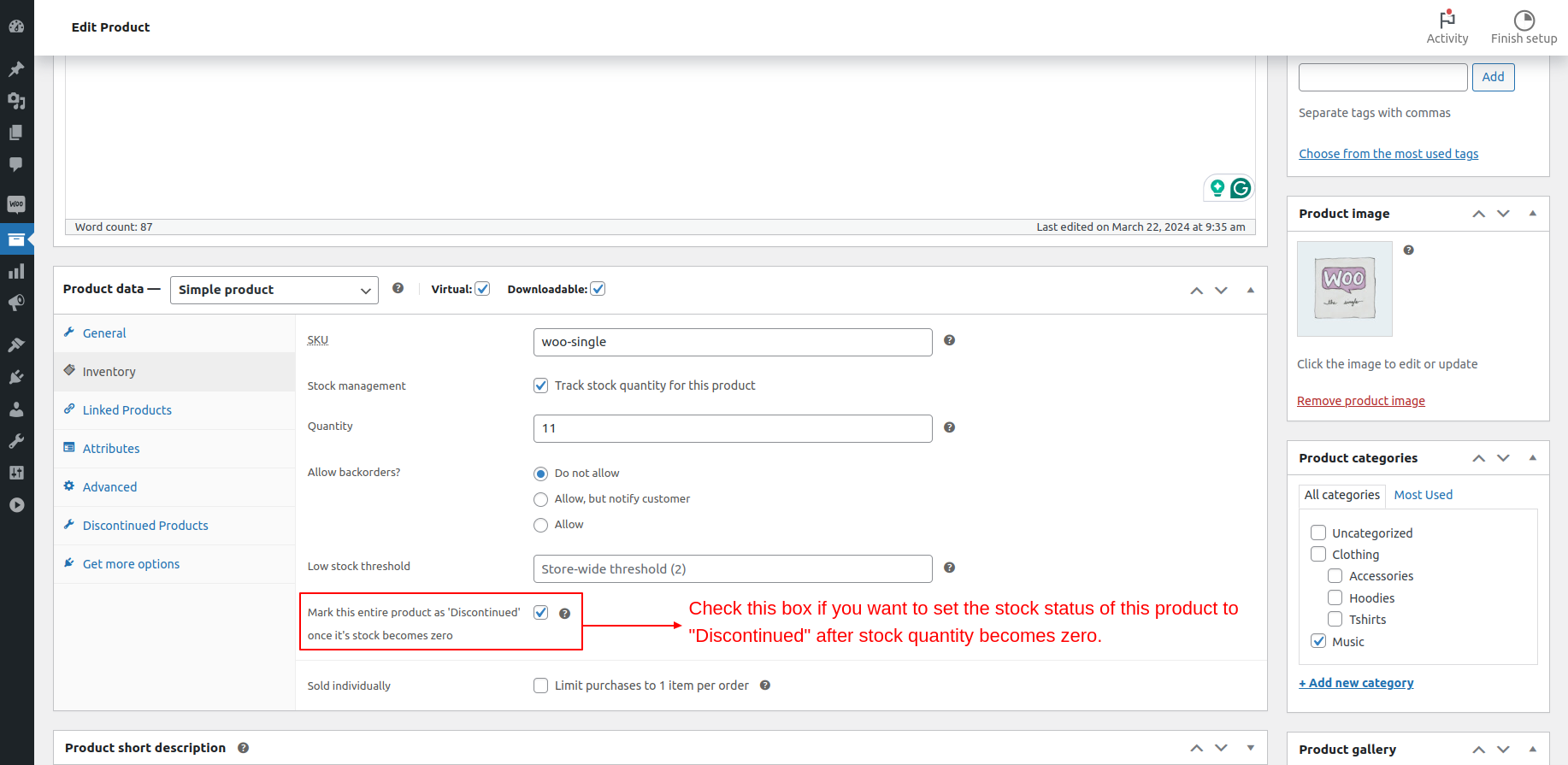 Discontinue a simple/variable product in Advance.