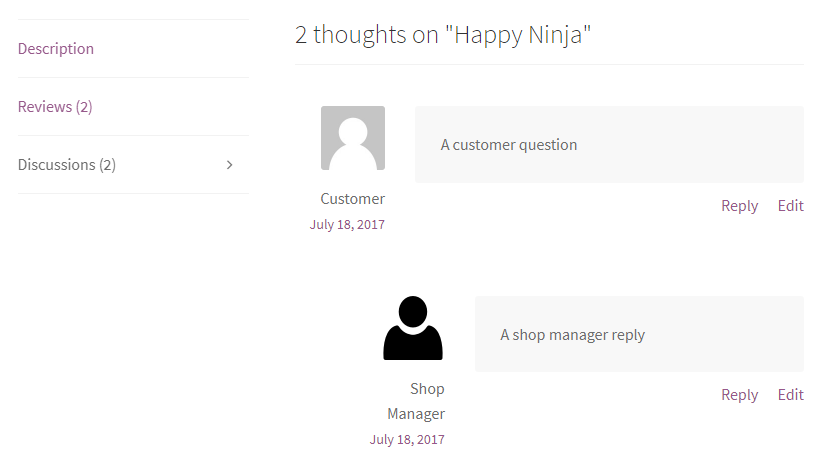 Display a Discussions tab in your product page.