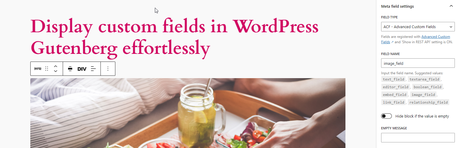 WordPress 外掛 Meta Field Block 的封面圖片。