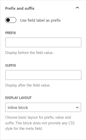 <p>Prefix and suffix settings</p>