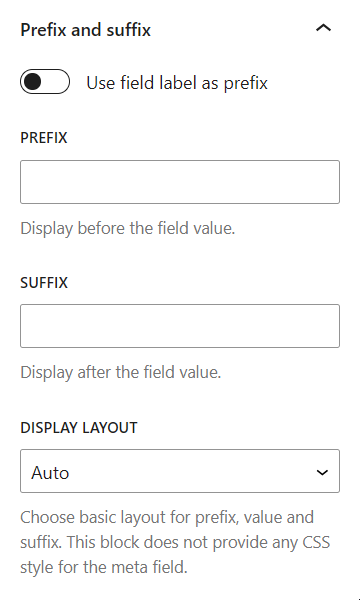 <p>Prefix and suffix settings</p>