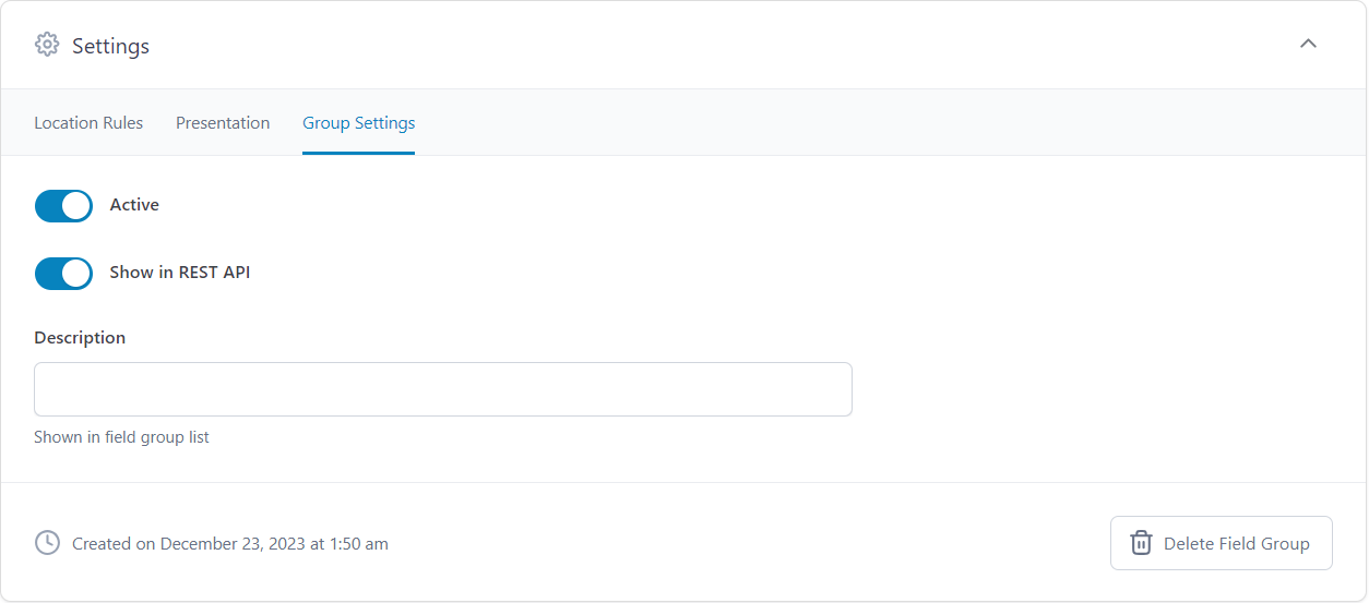 <p>Enable <code>Show in REST API</code> ACF setting</p>